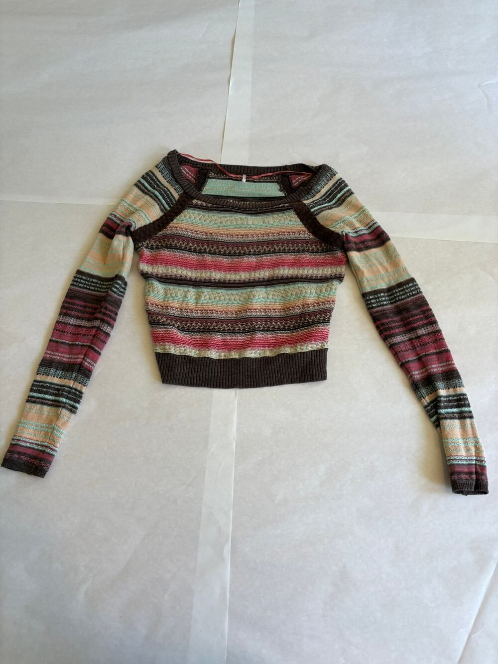 Free People Multicolor Boho Sweater Size S Cozy Knit